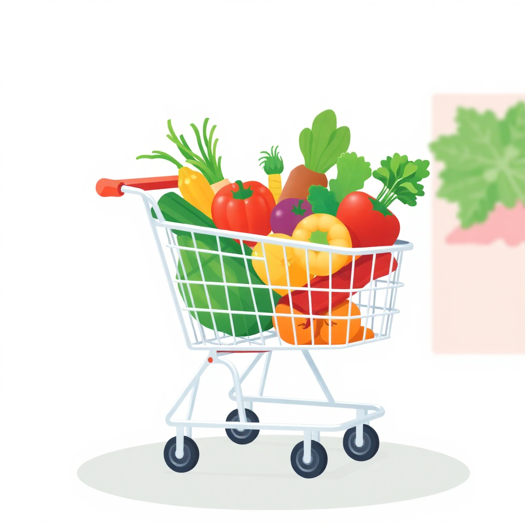 Fresh Groceries in a Cart
